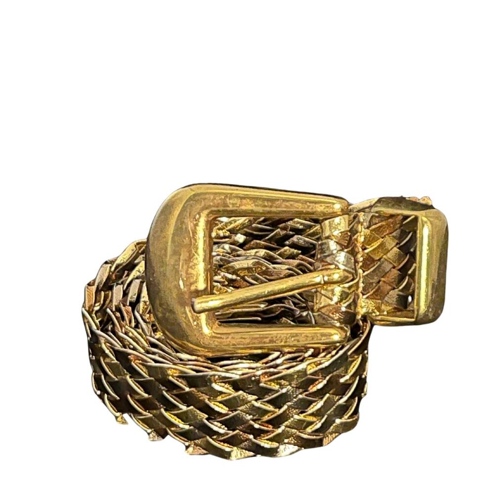 Vintage 90s Metallic Braided Belt for Women